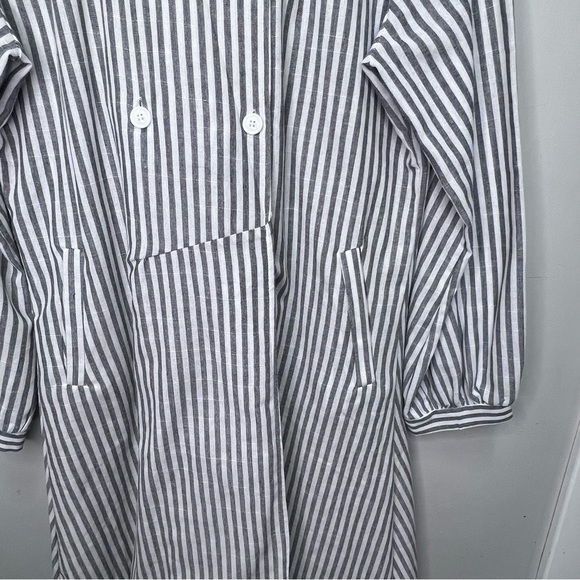 Miss Look Lightweght Striped Peacoat Trench Coat Size Large - Picture 2 of 13